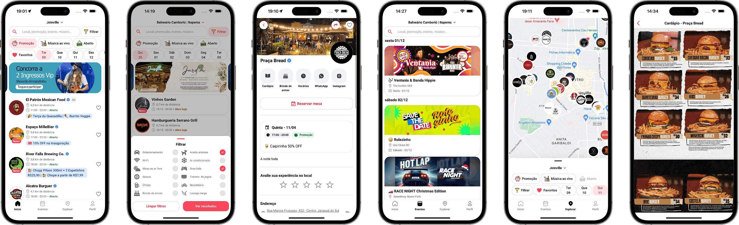 Preview screenshots of the Favorito mobile app